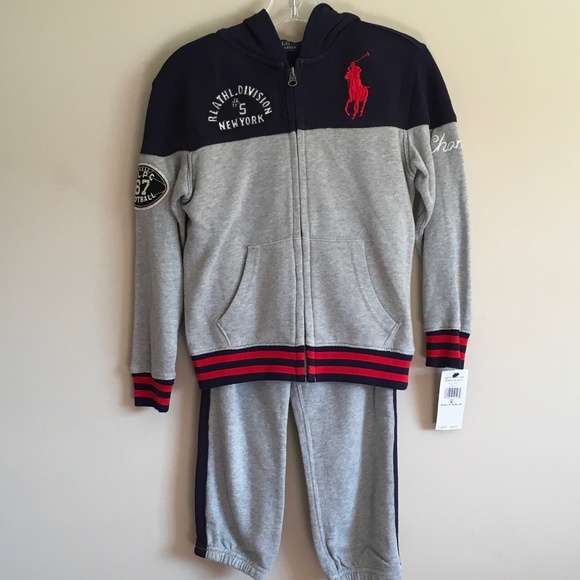 NEW Polo Ralph Lauren Boys’ Full Zip Hoodie&Jogger Pants Set Size 6.